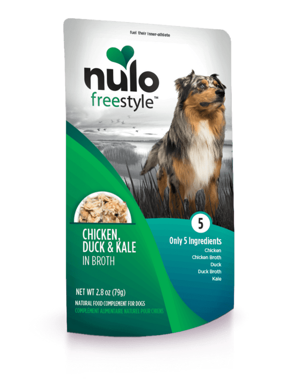 Nulo Freestyle Grain Free Chicken Duck & Kale in Broth Meaty Dog Food Topper Pouch