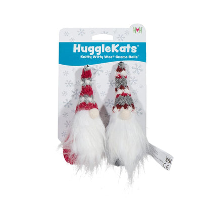 HuggleKats Knitty Witty Gnome Balls with Catnip Holiday Toy for Cats