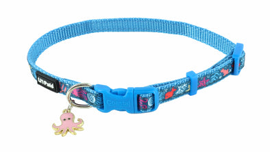 Coastal Pet Products Li'l Pals Charming Ribbon Overlay Dog Collar in Li'l Sea Creatures
