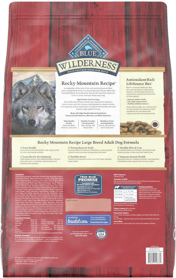 Blue Buffalo Wilderness Wholesome Grains Rocky Mountain Large Breed Red Meat Recipe Adult Dry Dog Food
