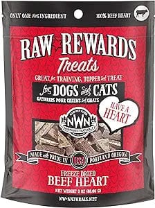 Northwest Naturals Raw Rewards Freeze-Dried Raw Beef Heart Treats for Cats & Dogs