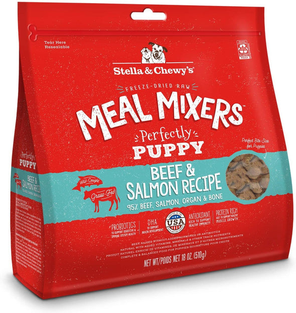 Stella & Chewy's Freeze Dried Raw Meal Mixers Grain Free Beef and Salmon Puppy Food Topper