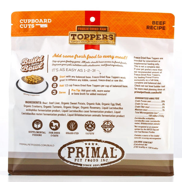 Primal Cupboard Cuts Freeze-Dried Raw Beef Meal Topper for Dogs and Cats