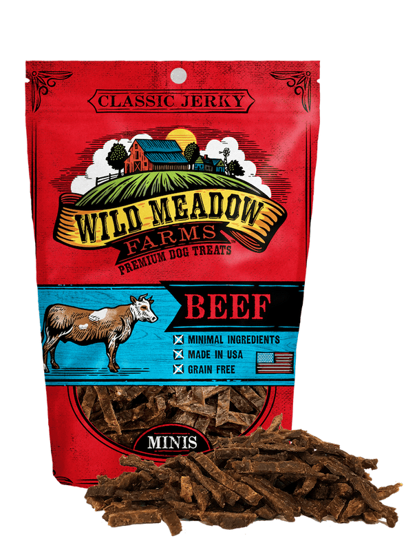 Wild Meadow Farms Classic Beef Jerky Minis Treats for Dogs