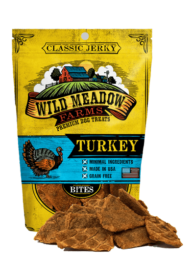 Wild Meadow Farms Classic Turkey Jerky Bites Treats for Dogs