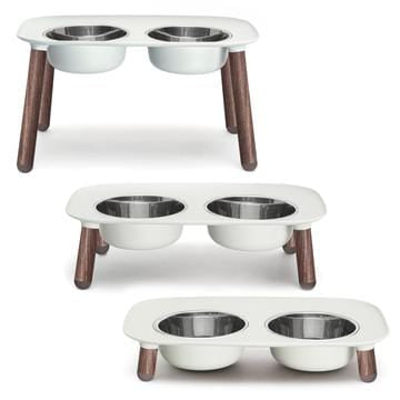 Messy Mutts Limited Edition Elevated Feeder With Stainless Bowls & Faux Wooden Legs