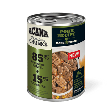 Acana Premium Chunks Grain Free Pork Recipe in Bone Broth for Dogs