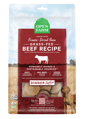 Open Farm Grain Free Grass Fed Beef Recipe Freeze Dried Raw Dog Food Patties