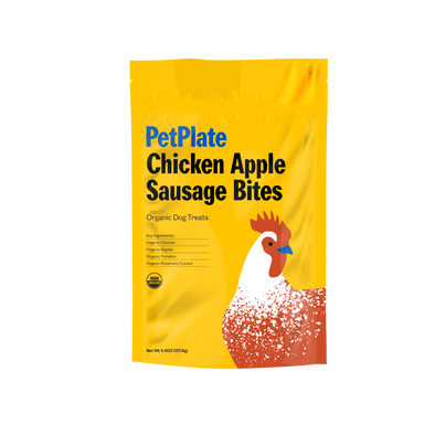 PetPlate Chicken Apple Sausage Bites Treats for Dogs