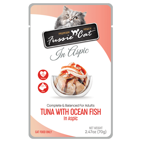 Fussie Cat Premium Pouch Tuna with Ocean Fish in Aspic Cat Food