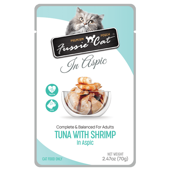 Fussie Cat Premium Pouch Tuna with Shrimp in Aspic Cat Food
