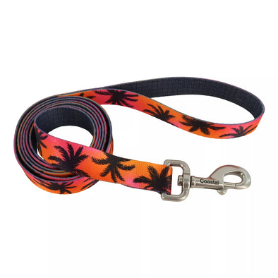 Coastal Pet Products Sublime Dog Leash in Sunset Palms with Black Grid