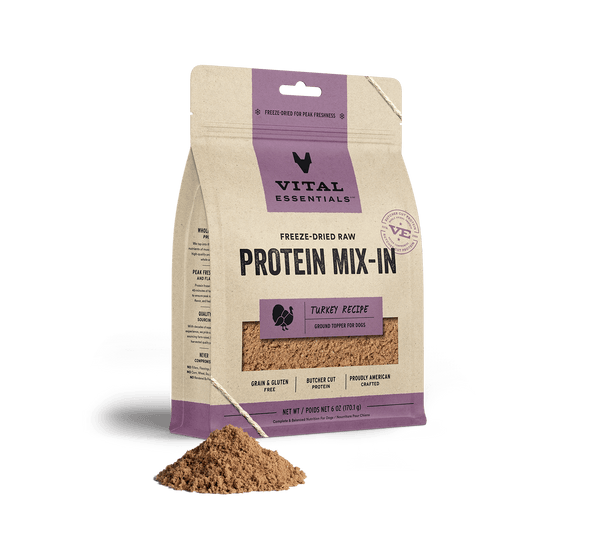 Vital Essentials Turkey Recipe Freeze-Dried Raw Protein Mix-In Ground Topper For Dogs