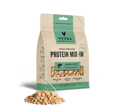 Vital Essentials Salmon Recipe Freeze-Dried Raw Protein Mix-In Mini Nibs Topper For Dogs