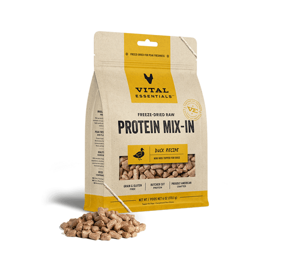 Vital Essentials Duck Recipe Freeze-Dried Raw Protein Mix-In Mini Nibs Topper For Dogs