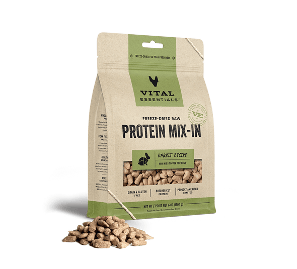 Vital Essentials Rabbit Recipe Freeze-Dried Raw Protein Mix-In Mini Nibs Topper For Dogs