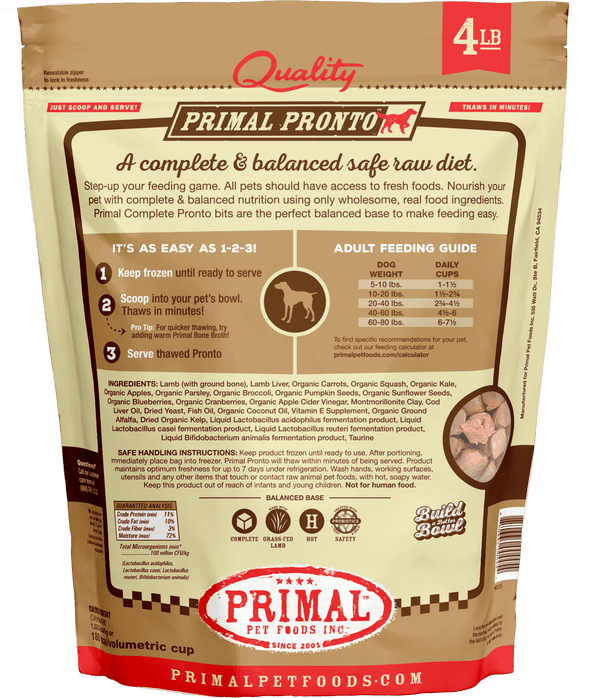 Primal Pronto Lamb Formula Frozen Dog Food